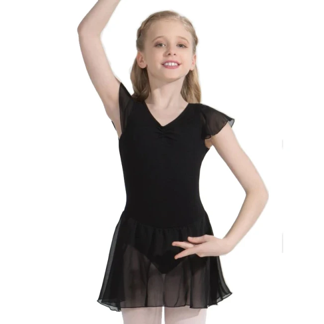 Capezio flutter sleeve dress, trykot ze spódnicą
