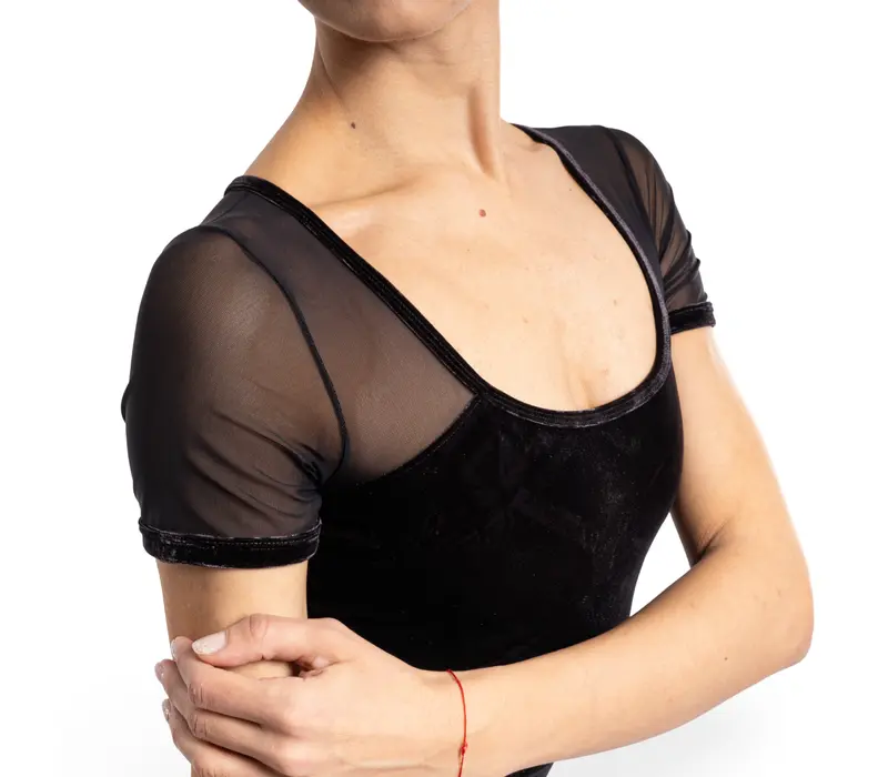 Bloch Anna cap sleeve leotard, trykot damski - Czarny