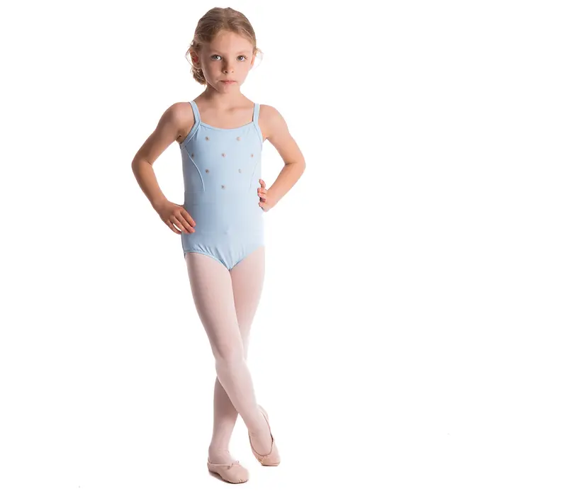 Bloch Nicolina, dziecięci trykot na cienkich ramiączkach - Niebieski pastel Bloch Bloch Nicolina, dziecięci trykot na cienkich ramiączkach - Niebieski pastel Bloch