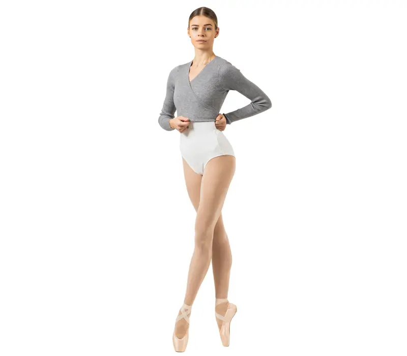 Bloch Wrap Sweater Luna, damski top z dzianiny do rozgrzewki - Szary Bloch