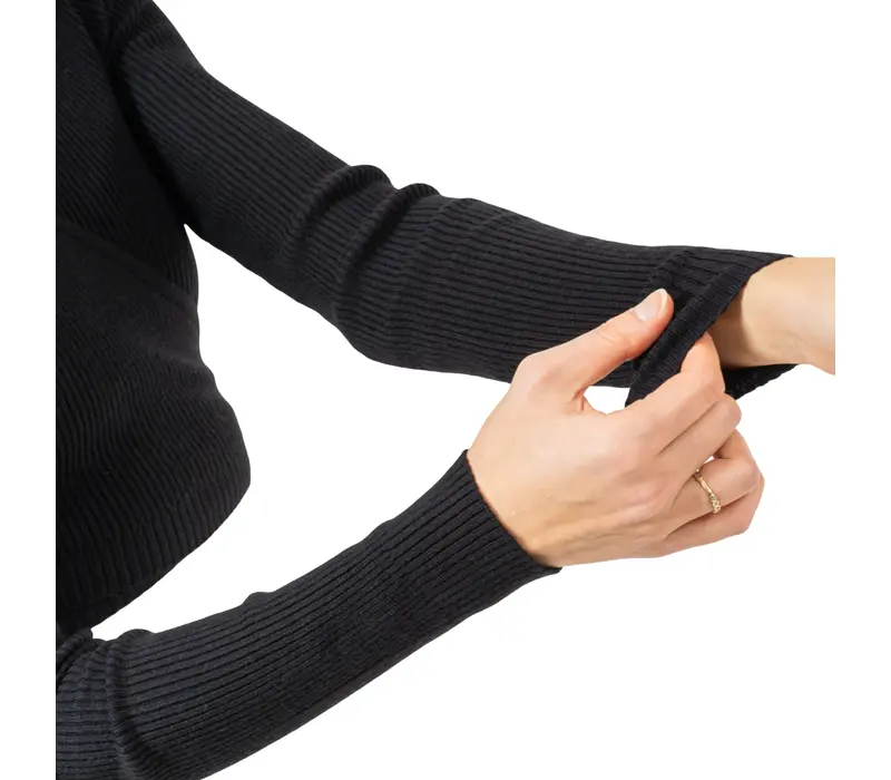 Bloch Wrap Sweater Luna, damski top z dzianiny do rozgrzewki - Czarny