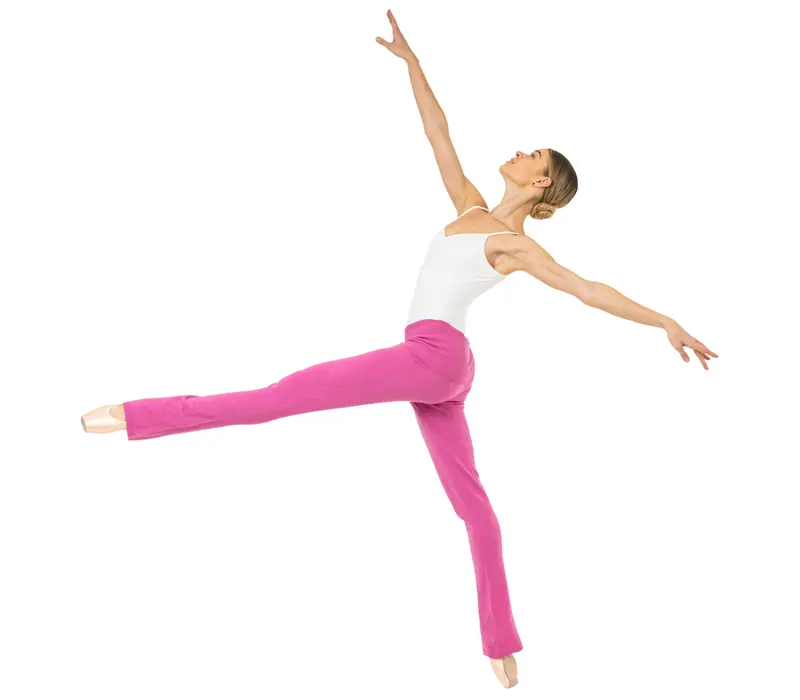 Bloch Flare Pant Rollover, spodnie z dzianiny dla kobiet - Różowy - Deep pink Bloch