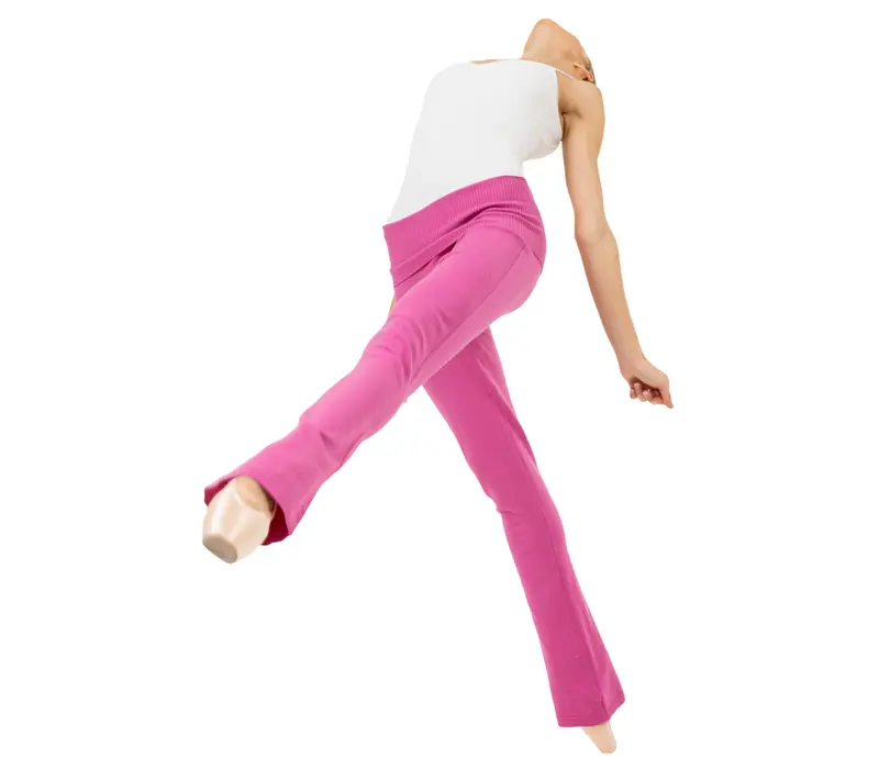 Bloch Flare Pant Rollover, spodnie z dzianiny dla kobiet - Różowy - Deep pink Bloch