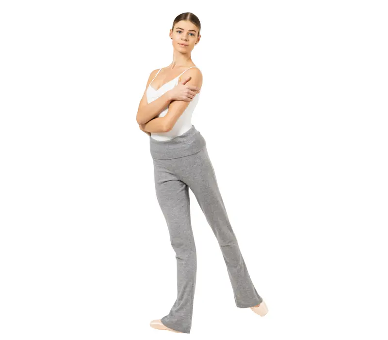 Bloch Flare Pant Rollover, spodnie z dzianiny dla kobiet - Szary Bloch