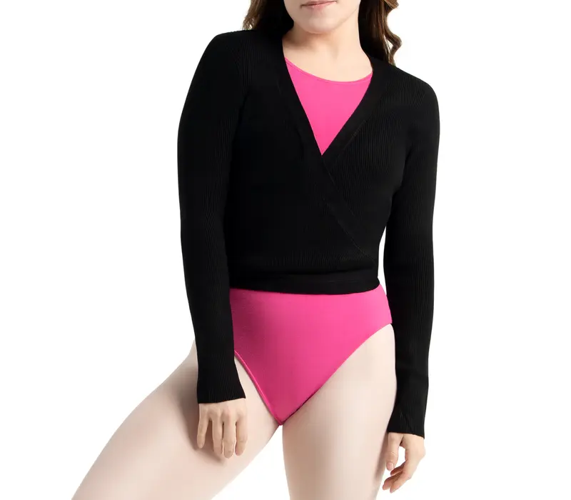 Capezio Knit Wrap Sweater, sweter  - Czarny