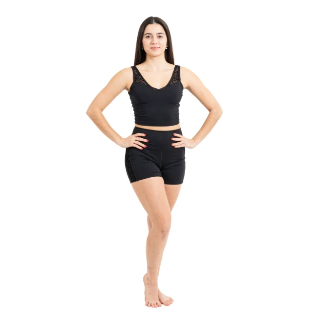 Capezio Bella Notte Vita Side Panel Short, spodenki damskie Capezio Bella Notte Vita Side Panel Short, spodenki damskie - Czarny
