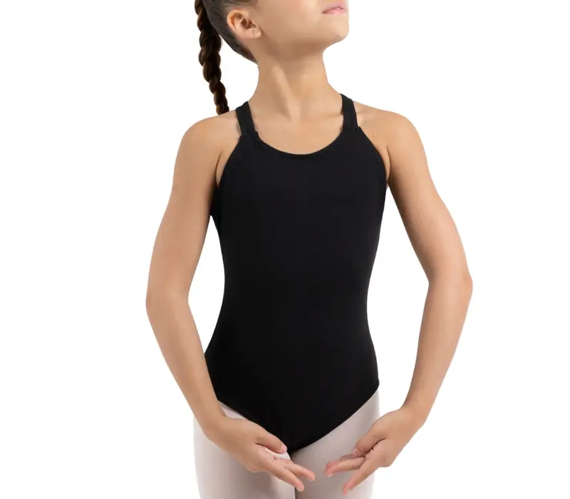 Capezio Double strap camisole leotard, dziecięcy trykot baletowy - Czarny
