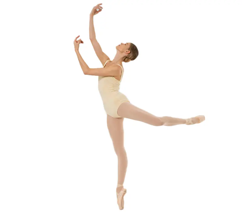 Capezio Dreamy Leotard, damski trykot na szerokich ramiączkach - Jasnożółty - Butter Capezio