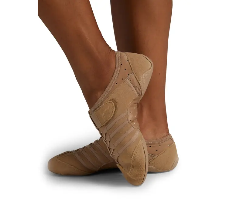 Capezio Jag PP16, buty jazzowe z zamszową podeszwą dla kobiet - Brązowo caramelowa Capezio