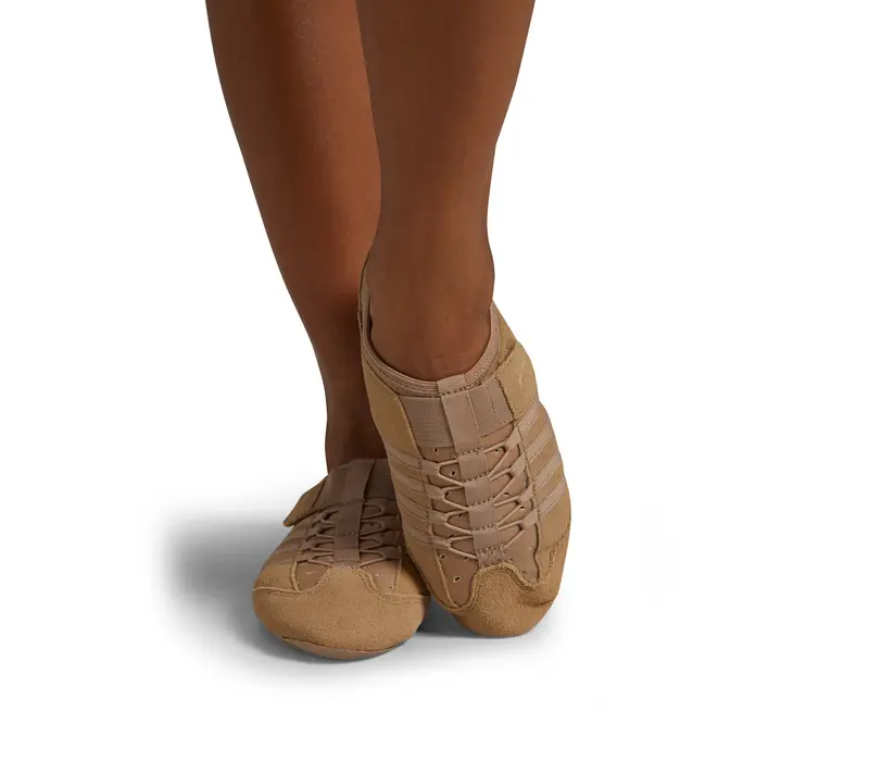 Capezio Jag PP16, buty jazzowe z zamszową podeszwą dla kobiet - Brązowo caramelowa Capezio