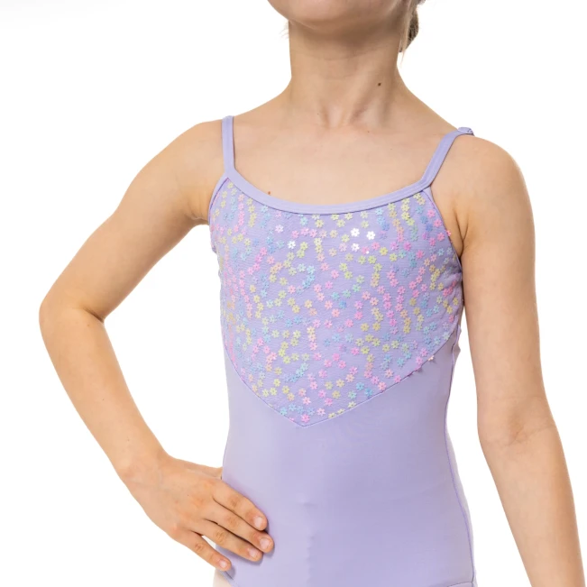 Capezio Lake leotard, kwiatowy trykot dziewczęcy na krótkich ramiączkach