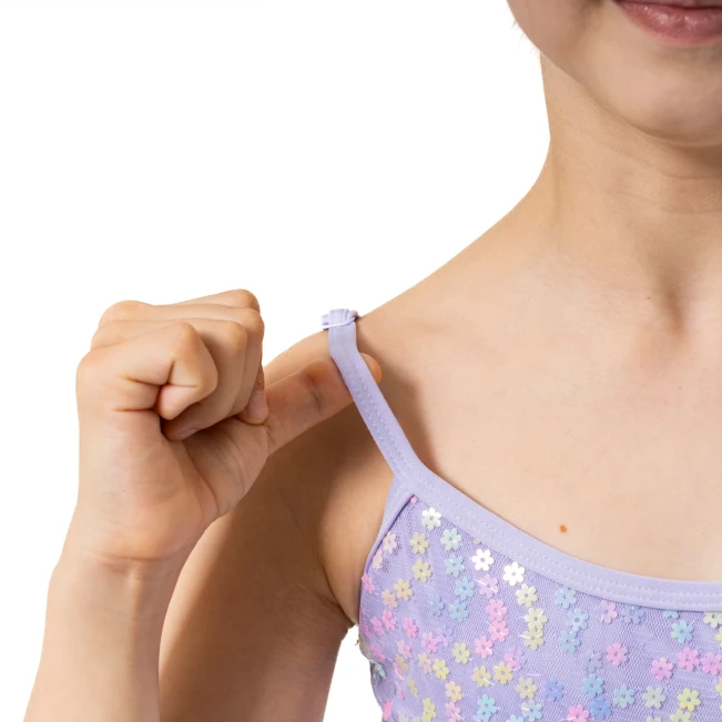 Capezio Lake leotard, kwiatowy trykot dziewczęcy na krótkich ramiączkach