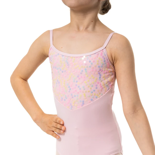 Capezio Lake leotard, kwiatowy trykot dziewczęcy na krótkich ramiączkach