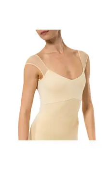 Capezio Moonsruck Cap Sleeve Leotard, damski body z krótkim siateczkowym rękawem