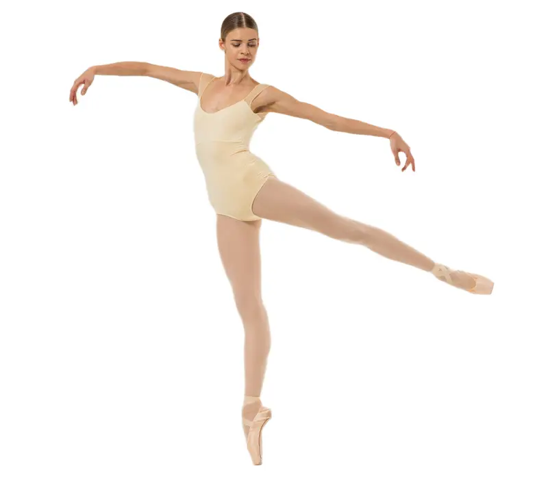 Capezio Moonsruck Cap Sleeve Leotard, damski body z krótkim siateczkowym rękawem Capezio Moonsruck Cap Sleeve Leotard, damski body z krótkim siateczkowym rękawem - Jasnożółty - Butter Capezio