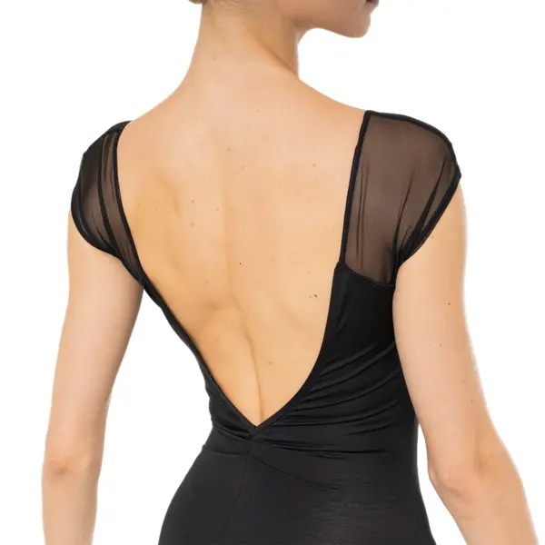 Capezio Moonsruck Cap Sleeve Leotard, damski body z krótkim siateczkowym rękawem
