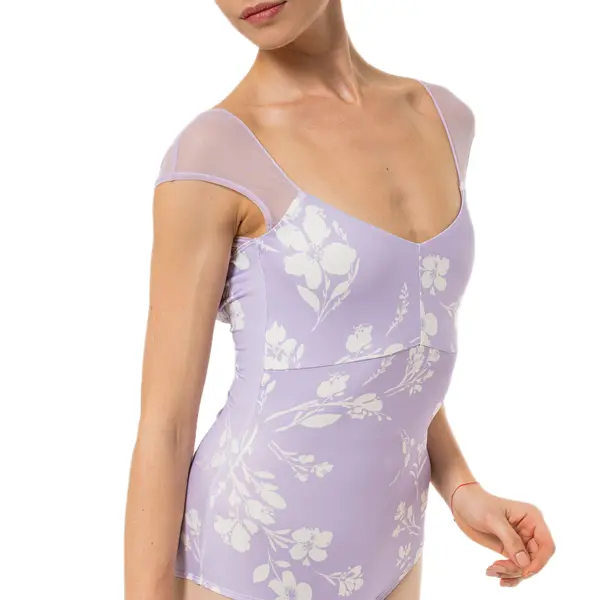 Capezio Moonsruck Cap Sleeve Leotard, damski body z krótkim siateczkowym rękawem