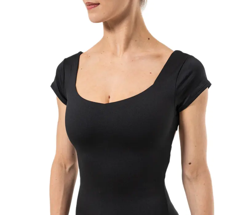 Capezio Portoro, damski trykot z krótkim rękawem - Czarny