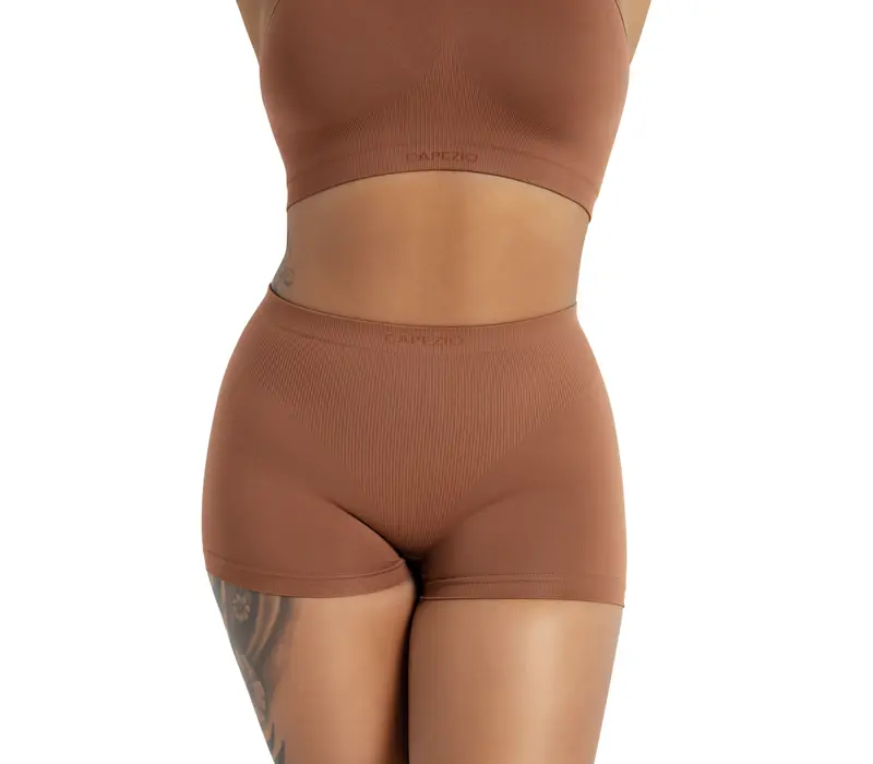 Capezio Seamless Short, bezszwowe spodenki damskie dolne - Brązowy  mocha Capezio