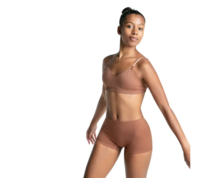Capezio Seamless Short, bezszwowe spodenki damskie dolne - Brązowy  mocha Capezio