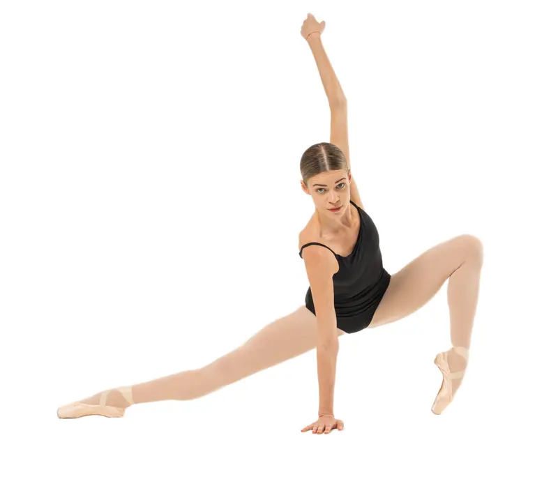 Capezio Wistful Camisole Leotard, damski trykot z delikatnym marszczeniem - Czarny