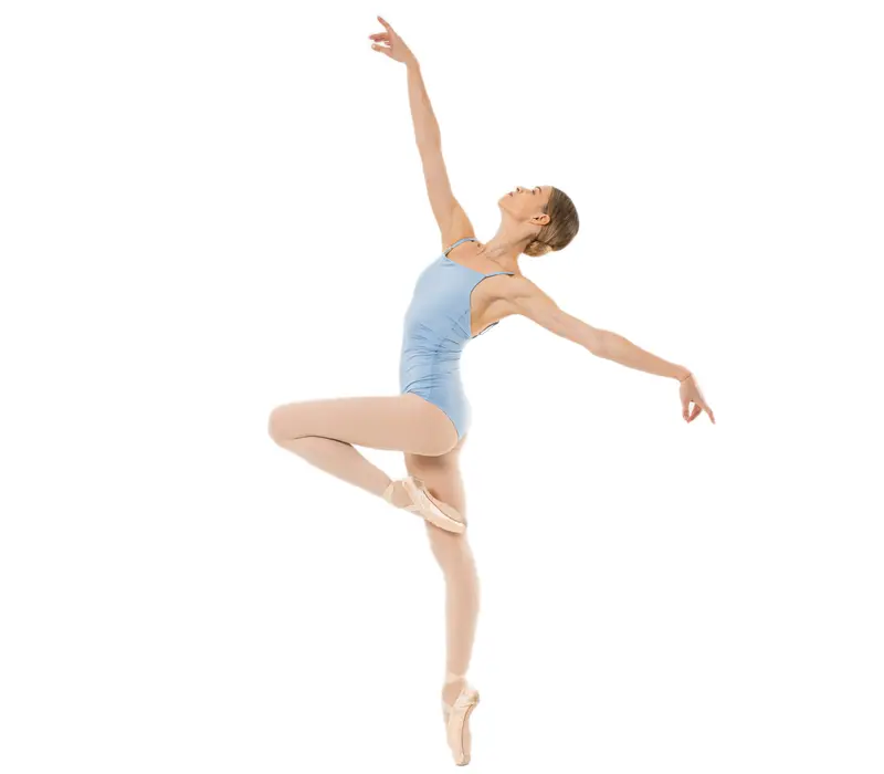 Capezio Wistful Camisole Leotard, damski trykot z delikatnym marszczeniem - Jasnoniebieski - Horizon Capezio