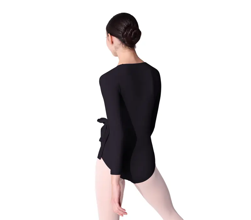 Capezio Essentials Wrap Top, dziewczęcy top do wiązania - Czarny