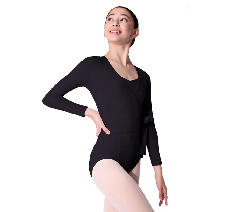 Capezio Essentials Wrap Top, dziewczęcy top do wiązania - Czarny