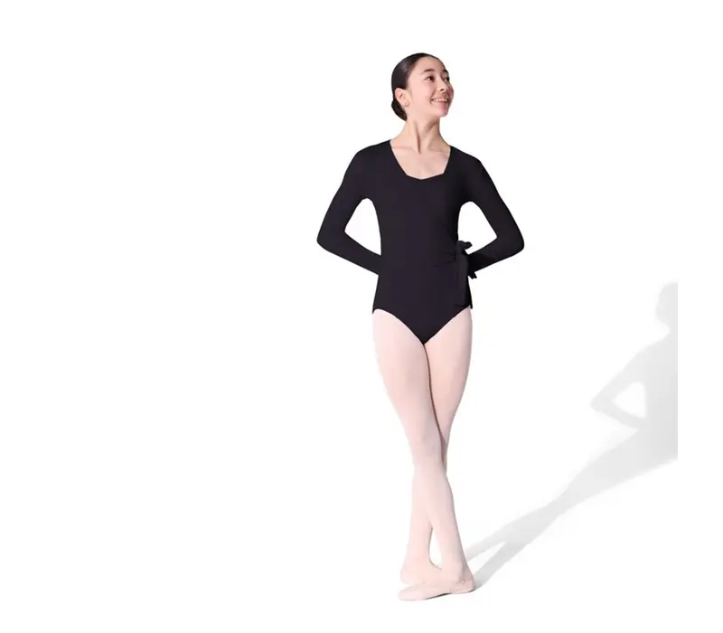 Capezio Essentials Wrap Top, dziewczęcy top do wiązania - Czarny