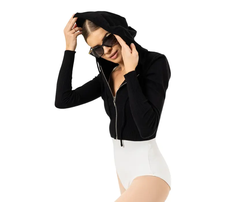 Bloch Cropped Knit Full Zip Hoodie, bluza damska z kapturem - Czarny Bloch Cropped Knit Full Zip Hoodie, bluza damska z kapturem - Czarny