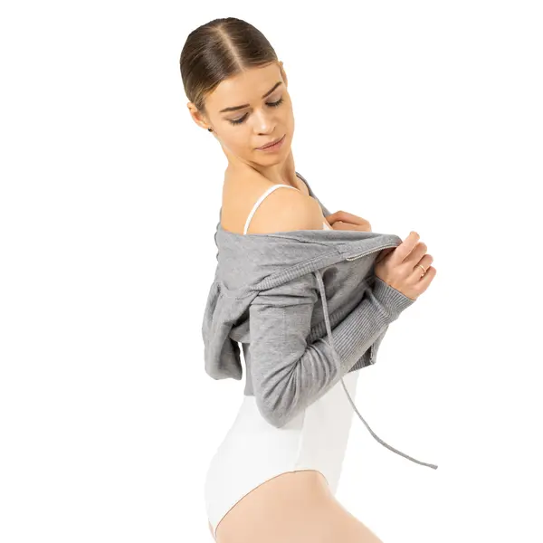 Bloch Cropped Knit Full Zip Hoodie, bluza damska z kapturem