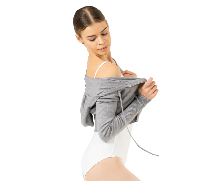 Bloch Cropped Knit Full Zip Hoodie, bluza damska z kapturem - Szary Bloch Bloch Cropped Knit Full Zip Hoodie, bluza damska z kapturem - Szary Bloch