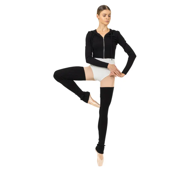 Bloch Cropped Knit Full Zip Hoodie, bluza damska z kapturem Bloch Cropped Knit Full Zip Hoodie, bluza damska z kapturem - Czarny