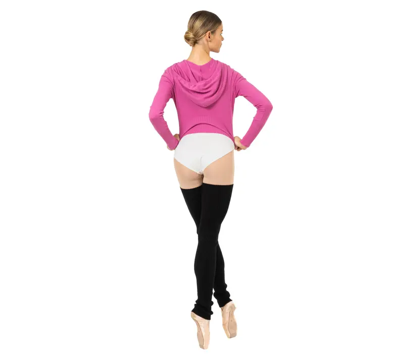 Bloch Cropped Knit Full Zip Hoodie, bluza damska z kapturem Bloch Cropped Knit Full Zip Hoodie, bluza damska z kapturem - Różowy - Deep pink Bloch