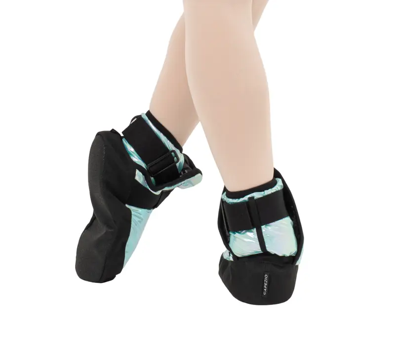 Capezio Glam Warmup Booties, dziewczęce buty do rozgrzewki - metaliczny pacific blue