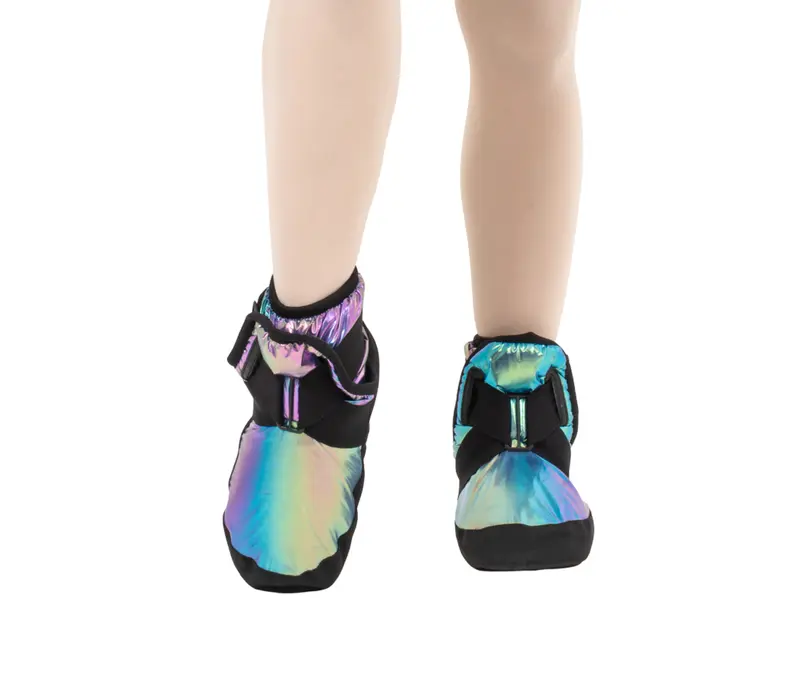 Capezio Glam Warmup Booties, dziewczęce buty do rozgrzewki - metaliczna rainbow