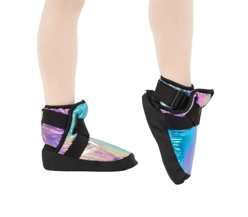 Capezio Glam Warmup Booties, dziewczęce buty do rozgrzewki - metaliczna rainbow