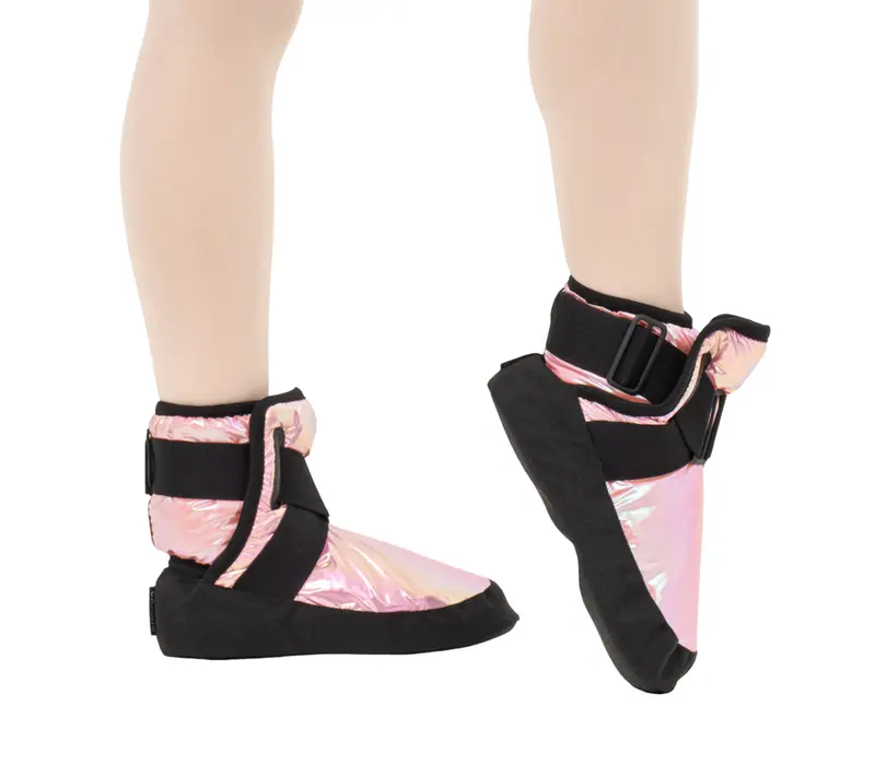 Capezio Glam Warmup Booties, dziewczęce buty do rozgrzewki - metaliczny pastelowy róż