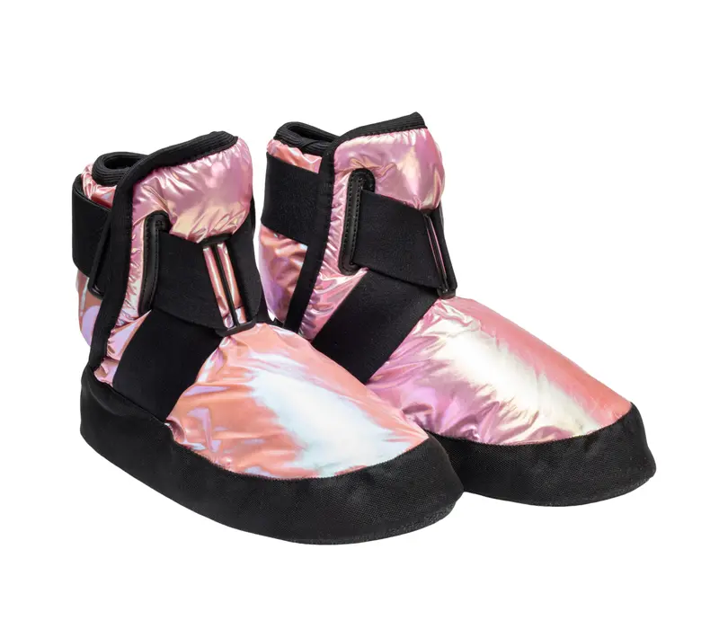 Capezio Glam Warmup Booties, dziewczęce buty do rozgrzewki - metaliczny pastelowy róż