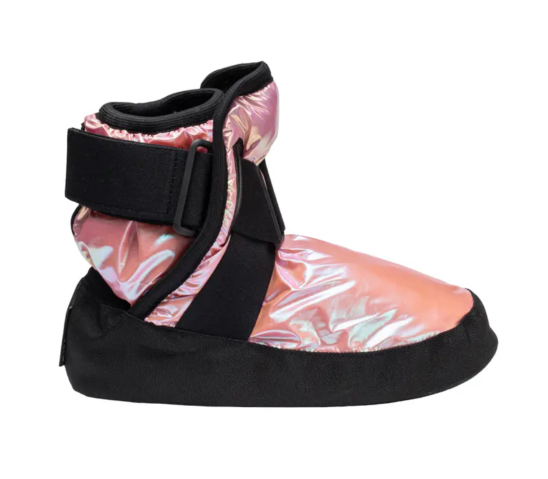 Capezio Glam Warmup Booties, dziewczęce buty do rozgrzewki - metaliczny pastelowy róż