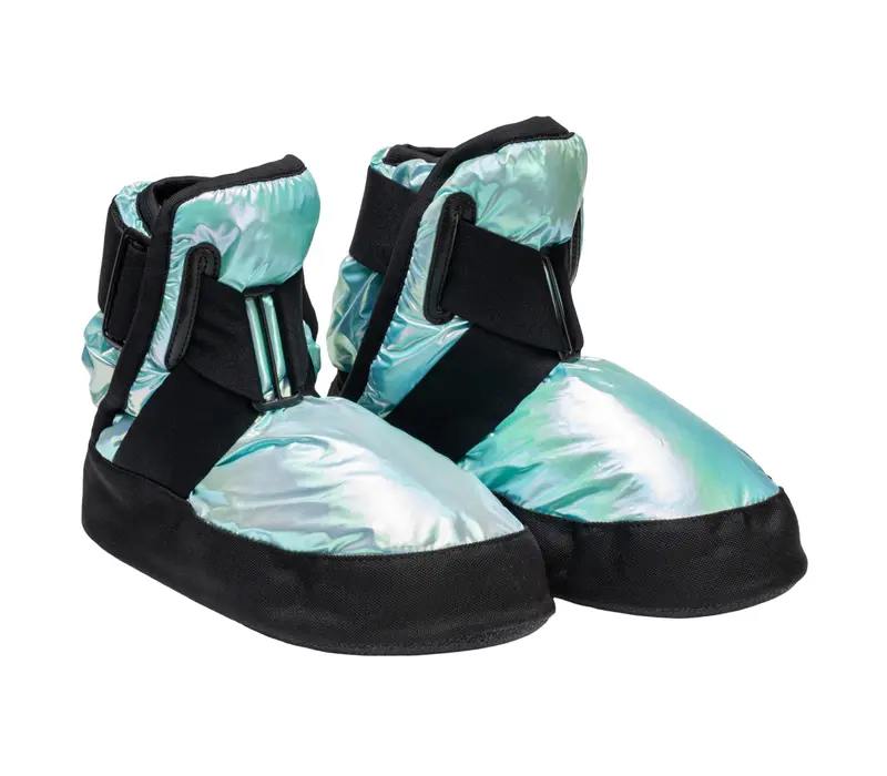 Capezio Glam Warmup Booties, dziewczęce buty do rozgrzewki - metaliczny pacific blue
