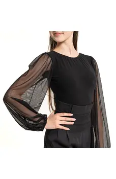 FSD Kamila mesh, body dziewczęce z rękawkami z siateczki