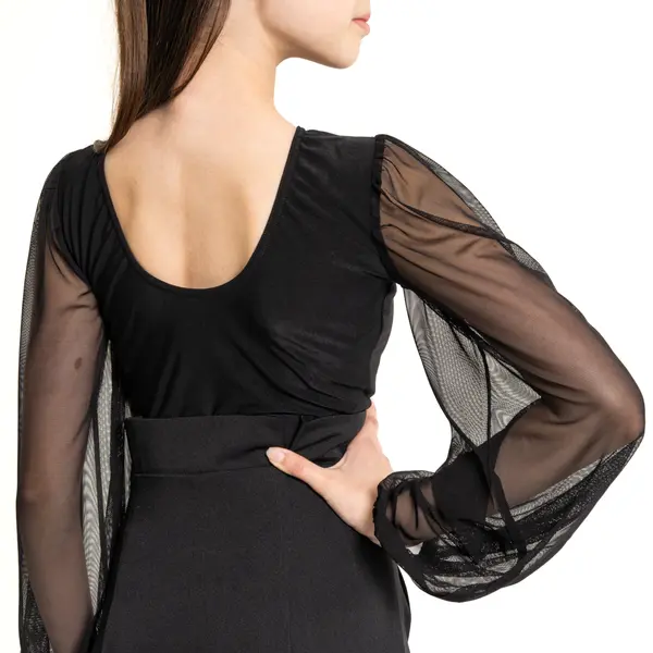FSD Kamila mesh, body dziewczęce z rękawkami z siateczki
