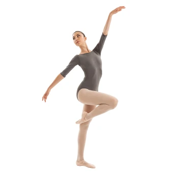 Capezio Essential boatneck, dres dla pań z rękawem 3/4 - Szary - grey