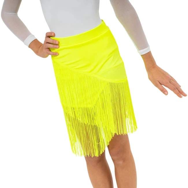 FSD Basic lycra, dziewczęce spódnica z frędzlami do latino