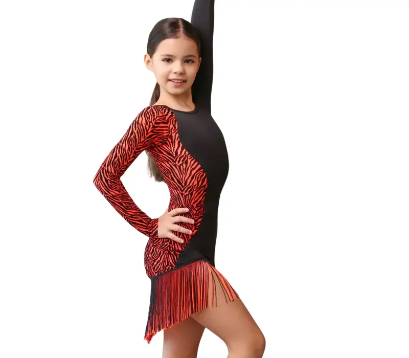 Grand Prix Dolly, dziewczęce body z długim rękawem - czarny/koralowy GP