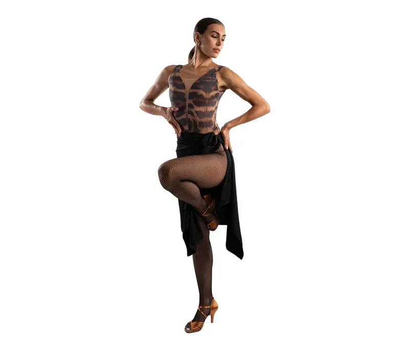 Grand Prix Gabrielle Bachatica, damskie body na grube ramiączka - Brązowa - Wild toffee GP