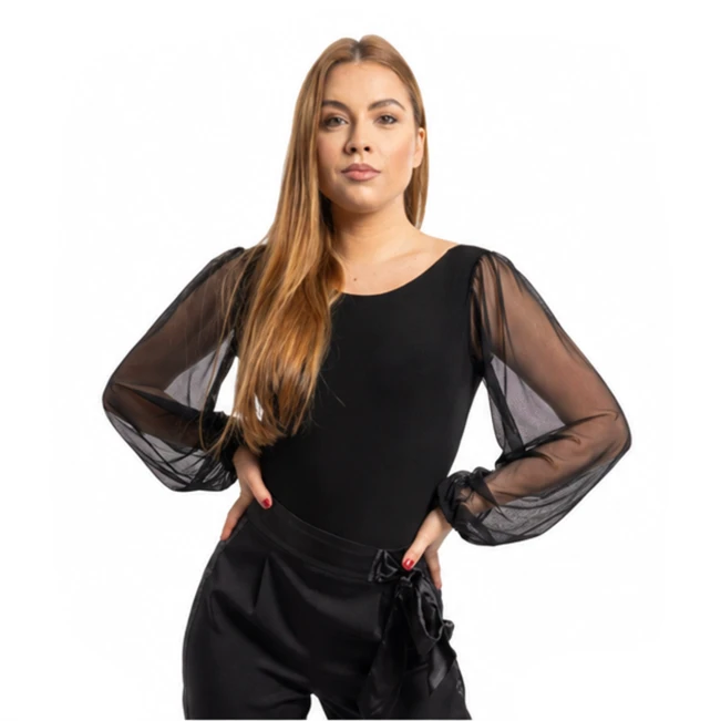 FSD Kamila mesh, damskie body z rękawami z siateczki