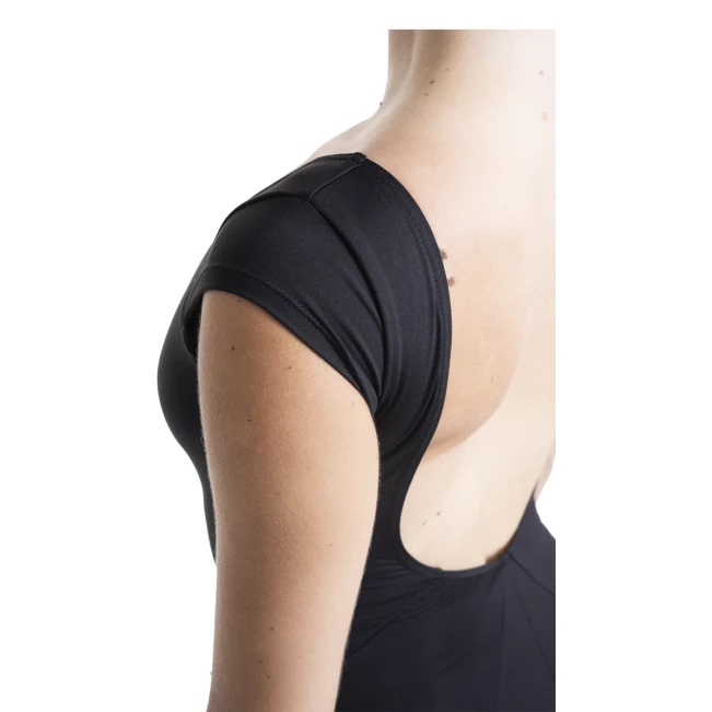 Mirella Black cap sleeve leotard, damski trykot Mirella Black cap sleeve leotard, damski trykot