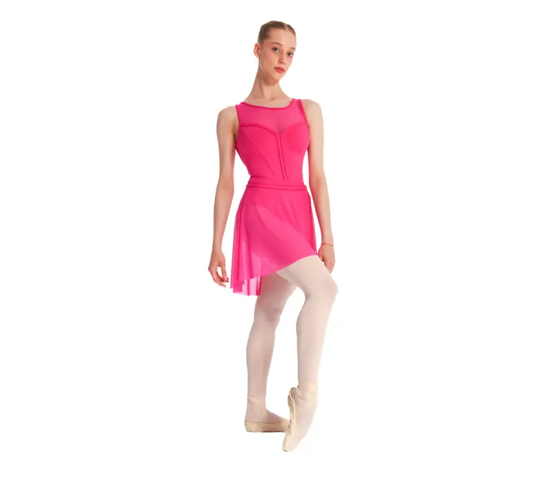 Mirella Miami boat neck tank, damski trykot na grubych pasków - Fuchsia 